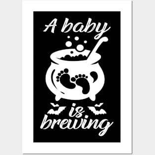 A Baby Is Brewing New Baby Halloween Pregnancy Announcement Posters and Art